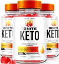 rize laboratoře (Balení 3 Ignite Keto ACV Gummies, pro pokročilé hubnutí, Keto Ignite dodatek (180 Gummies)