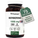 PRISTINE 's Berberine dodatek Kapsle - 1000 MG 75 Day Supply 150 Kapsle - Srdce, & Imunita Zdravotní podpora Antioxidant - Stravitelný Trakt & Zdravá Gut Flora Podpora