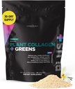 Livingood Daily Plant Collagen + Green Powder, Vanilla Flavor, 5-in-1 Kolagen Podpora s Pea Protein, Amino Acids, Spirulina, Chlorella & Vitamin C, Vlasové kožní hřebíky Podpora, Vegan, 30 Služeb