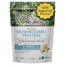 Plantfuzní bílkovinný prášek - 3 in 1 Vegan Protein Powder, Houbový dodatek a Adaptogen dodatek - Podpora duševního soustředění, imunity a obnovy - Vanilla 1lb