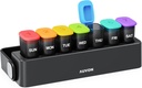 AUVON Moisture- Proof Weekly Pill Organizátor s Locking Design, Sleek Pill Box 7 Day Easy to use, Black Pill Pouzdro na ochranu soukromí, Držák na pilulky pro léky, Vitamíny, Rybí oleje, Doplňky