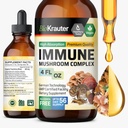 BIO KRAUTER Imunitní podpora Houbový dodatek - Lvice Mane, Shiitake, Turecko Tail, Reishi, Chaga & Maitake Liquid Extract - Houbový komplex Tinktura - Vegan Drops 4 Fl.Oz.