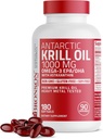 Bronson Antarktida Krill Oil 1000 mg s Omega-3s EPA, DHA, Astaxanthin a fosfolipidy 180 Softgels