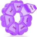 Velký týdenní pilulkový pořadatel, Pill Box 7 Day, KAPENS Daily Vitamin Case Velká kapacita Compartments, Pill Containers for Fish Oil Medicine doplňky, Purple