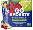 Gohydrate nízká sodná sůl Electrolytes Powder Packets Sugar Free - Instant Hydration Daily Drink Mix - Nulový cukr Voda Flavor Packlet Singles s vitaminem D - (Cherry Limeade, 30 Balení)