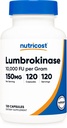 Nutricost Lumbrokináza Kapsle 150 mg (120 Kapsle) - Bezlepkové, Veganové, GMO- bez