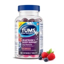 TUMS Heartburn Plus Podpora spánku Žvýkací doplňky Tablety pro příležitostné Heartburn Relief Plus Podpora spánku, Berry Fusion - 54 Počet