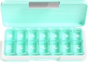 Zoksi Am Pm Pill Organizer 7 Day, Weekly Pill Box 2 krát denně, Medicine Pill Organizátor s oddělenou kompartmentem, Travel Pill Case Dispenser Přenosný pro vitaminy, rybí oleje, léky (zelené)