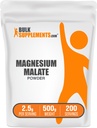 BulkSupplements.com Magnesium Malate Powder - Magnesium doplňky, vysoká Biologická dostupnost - Neochucené & gluten zdarma, 2,5g na Serving, 500g (1,1 lbs) (Balení po 1)