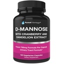 D Kapsle Mannose s 600mg D- Mannose Powder Per Cap - s přidaným brusinkovým a pampelixovým extraktem na podporu v močovém měchýři, močovém traktu a podpoře UTI - 120 Veggie Caps