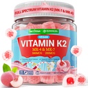 Vitamin K2 Gummies MK-7 200 mcg & MK-4 500 mcg pro ženy a muže Cukr zdarma, perfektní 2-IN-1 plný spektrum vitamin K2 doplněk pro kosti, He- art, podporuje absorpci vápníku, mozek, zuby, imunitní, 1Pack