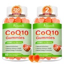2 balení CoQ10 Gummies 250 mg, Plus Omega-3, hořčík, vitamín B12 pro buněčnou energii, mozek a antioxidant, 5X lepší absorpční koenzym Q10 dodatek - 120 Cts