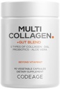 Codeage Multi Collagen + Gut Blend Supplement - Digestive Probiotics, DGL Licorice, Aloe Vera, Organic Peppermint Leaf, Slippery Elm - Hydrolyzované Bovine Collagen Pills - Non- GMO - 90 Kapsle
