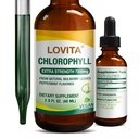 Lovita Chlorofyl Liquid Drops, High Potency 120 mg / ml, 7,200 mg na láhev, Natural Energy Booster & Immunication Support, Internal Deodorant, Skin Health, Vegan & Non- GMO, Mint Flavor, 60 Servings 2 Oz