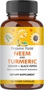 Organic Veda Neem & Turmeric Kapsle s Ginger & Black Pepper - Neem Leaf, Turmeric, Ginger, Black Pepper Capsle Dodatek - Vegan, Non- GMO - 120 Počet