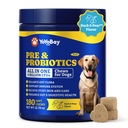 Probiotika pro psy - Psí probiotika pro stravitelné zdraví, kvasnice, ltchy kůže, gut zdraví, imunita & kůže - 6 miliard CFU, 180 měkkých žvýkaček, kachna & hruška ochucení - s prebiotika a stravitelné enzymy