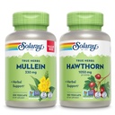 SOLARAY Mullein Leaf 330 mg and Hawthorn Berry Capsules 1050 mg - Soothing Herbal Support Bundle pro celkové zdraví a wellness - Vegan, Non- GMO, 60- denní záruka, Laboratorní ověřené, 200 / 180 VegCaps