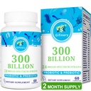 Probiotika pro ženy a muže - 300 miliard CFU, 24 Strains Probiotika + 15 Organic Herbs Prebiotics for Digestive, Gut Health, Imunní, Zácpa, Průjem & Whole- Body Health - 2 měsíce Dodávka