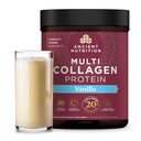 Starověké výživy Kolagen Peptidy Prášek, Multi kolagen Protein, Ženy & Muži, Vitamin C, Probiotika, Hydrolyzované kolagen, Podporuje pleť, Sponky, Gut zdraví, Vanilla, 60 Služební