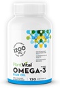 Plantvital Omega 3 Rybí oleje Kapsle - Čisté norské Omega 3 Dodatek - Trojitá síla - No Fish Flavor - Molekulárně destilované - Podporuje Cognitive, Joint, Eye, Hair and Heart Health - 120 Počet