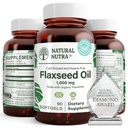 Natural Nutra Organic Flaxseed Oil Softgels, Promotes Hairs Growth, Nápověda v hubnutí, Pomáhá zvýšit imunitní systém, Podporuje zdravý nervový systém a růst vlasů, Omega 3 6 9, 1000 mg, 90 Softgels
