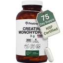 PRISTINE 's Creatine Monohydrát Kapsle pro ženy a muže - NSF Certified 75 Day Supply 3G Creatine Pills pro ženy - Kognitivní a atletická podpora výkonu - Vylepšená recovery skleněná láhev