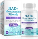 Dodatek NAD pro muže a ženy - Liposomální nikotinamid Ribosid, Quercetin, NAD + Doplněk s Resveratrol 910mg - Podporuje svaly, mozek, energie, 120 Kapsle