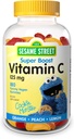 Webber Naturals Sezame Street Vitamin C Gummies for Kids 2 +, 125 mg vitaminu C per Gummy, 6 měsíční dodávka, bez gluten, mléčný, arašídové a želatinové, imunitní podpora, 180 Gummies