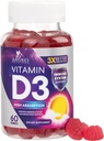 Vitamin D3 Gummy 5000 IU (125 mcg) - dodatek stravy vitaminy D pro ženy a muže - kosti, zuby, svalová a imunitní podpora zdraví, vysoká potence VIT D3 Příroda Non- GMO & Gluten zdarma - 60 Gummies