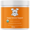 Happy Imunity USDA Certified Organic Houby Complex for Dogs, Organic Cordyceps Shiitake Reishi, Vegan Mushum Blend Powder Canine Dodatek, Advanced Mushum Mix, Non- GMO, 3.5 oz