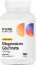 Purexas Magnesium Glycinát 100 mg denně Podpora stresu, Nervy, Spánek, Svaly, Metabolismus Čistá hořčík Glycinát Dodatek pro ženy a muže Magnesio Non- GMO 120 Tablety
