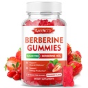 Berberine Gummies s Ceylon Skořice 1500mg High Potency Berberine HCL dodatek pro imunitní podporu, bez cukru, Vegan, Strawberry Flavor, 60 Počet