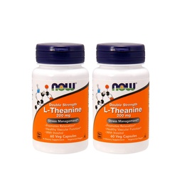 NOW Foods L-Theanine 200 mg, 60 Vegetable Capsule (2 Pack)