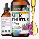 BIO KRAUTER ® Mléko Thistle dodatek pro očištění a detox jater - Tekuté mléko Thistle Extract Сontains Silymarin pro stravovací podporu 4 Fl.Oz - Alkohol & cukr zdarma, 56 dnů dodávky