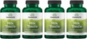 Swanson Milk Thistle (Standardizované) - Bylinný doplněk pro podporu jater w / 80% Silymarin - Přírodní vzorec pomáhá udržet celkové zdraví a wellness - (120 Kapsle) (4 balení)