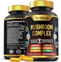 Houba Komplexní dodatek - 13in1 Formule - Blend Lion 's Mane Houba, Cordyceps Sinensis, Reishi, Turecko Tail, Maitake, Chaga, Shiitake, Enoki, & Více - 120 Kapsle pro 4 měsíce dodávky
