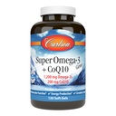 Carlson - Super Omega33 Gems + CoQ10, 1200 mg Omega-3s 200 mg CoQ10, Cirkulační funkce, Energy Production & Circulatory Support, 120 Softgels