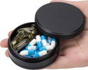 Pouzdro na plotýnky 2 Kompartment Pill Case - Přenosný kovový cestovní Pill Kontejner na kapesní nebo kabelky, Vodotěsný Pořadatel Pill Holder pro medicínu Vitamin Fish Oil a doplňky