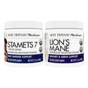 Hostitelské obranné pouzdro se známkami 7 Houbový prášek, 3.5 oz & Lion 's Mane Powder, 3.5 oz - Podpora imunitního zdraví se 7 Druhy míchání - Podpora zdraví mozku, paměti a zaměření *