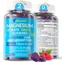Magnesium Citrát Gummies 500 mg pro ženy Muži Cukr zdarma, Magnesium Citrát pro zácpu 124; Chelated Magnesium Gummies with B6 for Mood, klid Gummium 124; vápník hořčík zinek D3 dodatek pro kosti a svalovina