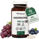 PRISTINE 's Resveratrol 500MG 75 Day Supply Capsule - Brain & Lung Health Benefits