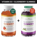 Sugar- Free Vitamin D Gummies (60 Gummies) a Elderberry Gummies (180 Gummies) - Imunity Support Bundle, Gelatin- Free, Gluten- Free, Vegetarian, All Natural, Great Toasting