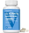 Glycinát hořečnatý 1600mg doplňky - s vitaminem B6 & zinek, vitaminem D3, chelatovaný hořčík pro spánek, svalovina, kosti a imunitní zdraví, vysoká absorpce Magnesio, Non- GMO, Vegan 90 Kapsle