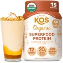 Kos Vegan Protein Powder, Slaný karamel Káva - Nízký karb Pea Protein Blend, Organic Plant Superfood Bohatí ve Vitamíny & Minerály - Keto, Dairy Free - Jídelní náhrady pro ženy & Muži - 15 Služebnictví
