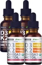 (4 Pack) Vitamin D3 K2 Drops Neochucené & Jahodové Ochucené pouzdro - Maximální síla Vitamin D Liquid 5000 IU s MCT Oil Omega 3 - No Fillers, Non- GMO Liquid D3 pro imunitní podporu, 2 Fl Oz