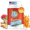 Cordyceps Houby Kapsle - Imunite & Energy Supplement with Cordyceps Militaris, Maca Root, Ginseng, Rhoddiola, Houbový dodatek pro vytrvalost, Stamina, Atletická výkonnost, 60 Kapsle
