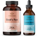 HERBAMAMA Goat 's Rue and Lemon Balm Kit - Bundle of 1200 mg Goat' s Rue Capsules & Lemon Balm Liquid Drops 4 fl oz - Vegan, Non- GMO, Sugar & Alcohol- Free - 2 Pack