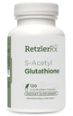 RetzlerRx S- Acetyl Glutathione Supplement 100 mg. per Capsule, Made in USA - 120 Acid- Residant Capsules - Antioxidant Support - Non- GMO, Soy & Gluten- Free / Bergaflow ®, Pharmaceutical Grade