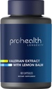 ProHealth Valerian Extract + Lemon Balm (60 kapslí) 160 mg Valerian + 80 mg Lemon Balm Ball 124; Relaxation & Sleep Support Appropriate 124; No Morning Grogginess Appropriate 124; Vegan Cannabi124; Gluten Free Approarance 124; Soy Free