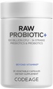 Codeage Raw Probiotic + Dodatek - 34 Probiotická křesla, 100 miliard CFU, Syrové celé potraviny Probiotika, Digestivní Enzymy, Syrové ovoce a Veggies Prebiotics - Wild Kefir Culture - Non- GMO - 30 Kapsle